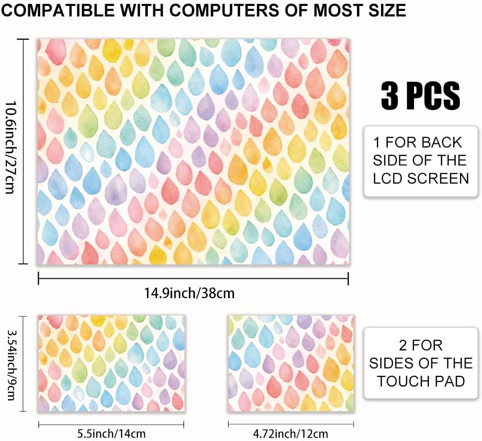 3Pcs Laptop Skin Sticker Decal Abstract PVC Laptop Sticker Fits for 12-16 Inch Notebook Waterproof Scratch Proof Polka Dot Universal Notebook PC Personalized Protector Gift image 2