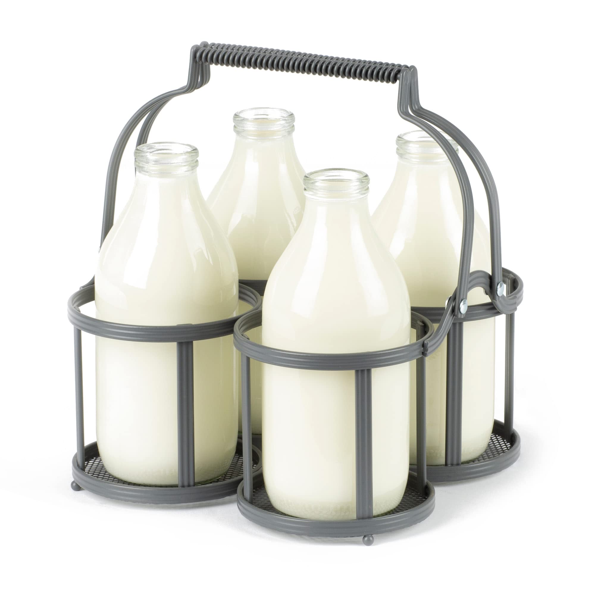 FiNeWaY Milk Bottle Holder Doorstep - Vintage Style Milk Crate Caddy Holder
