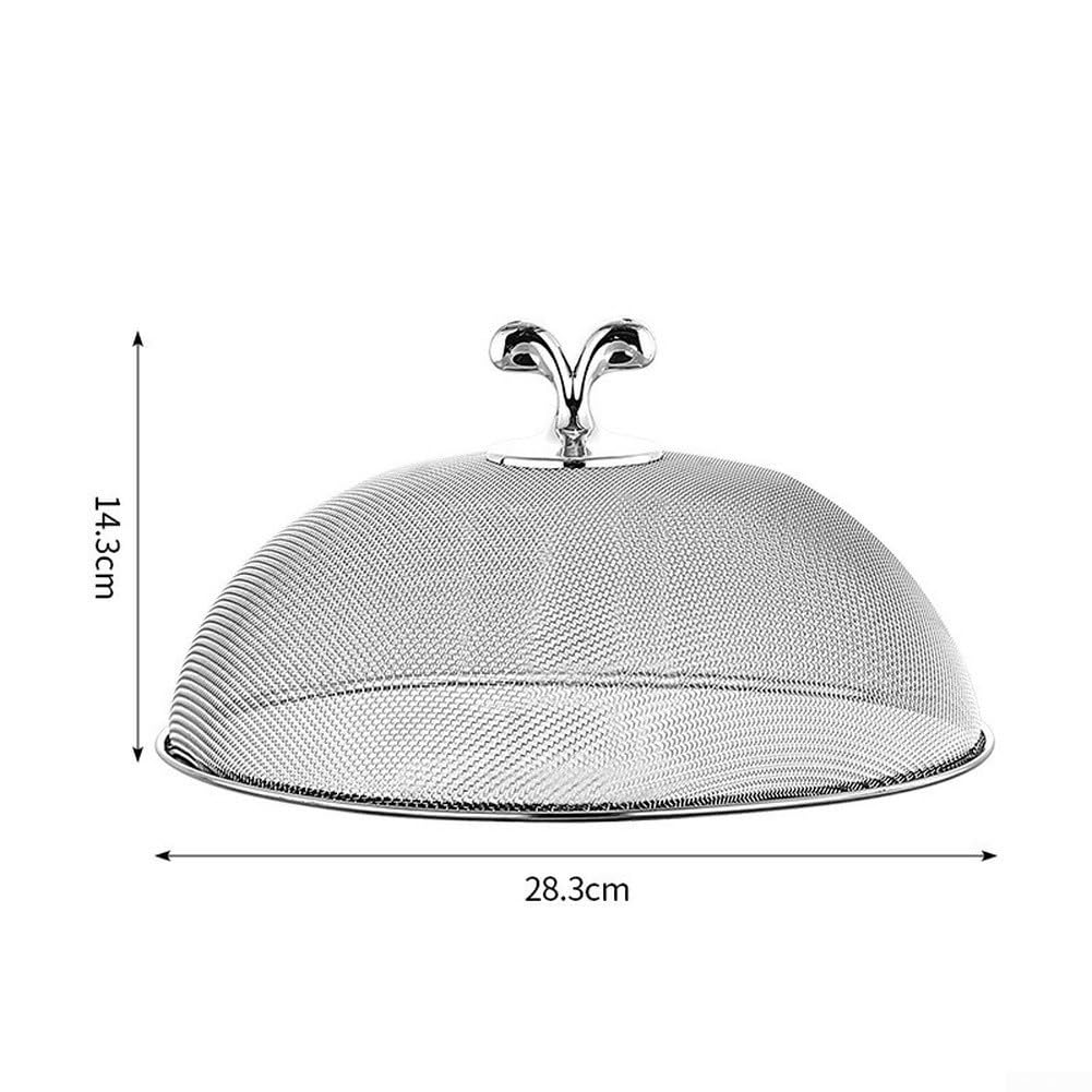 Edelstahl Lebensmittelabdeckung für Küche Spülmaschinenfest Staubschutz Insektenschutz Silber 24 26 28CM Robust Leicht zu Reinigen Modernes Design Für Platten und Schüsseln geeignet(28CM)