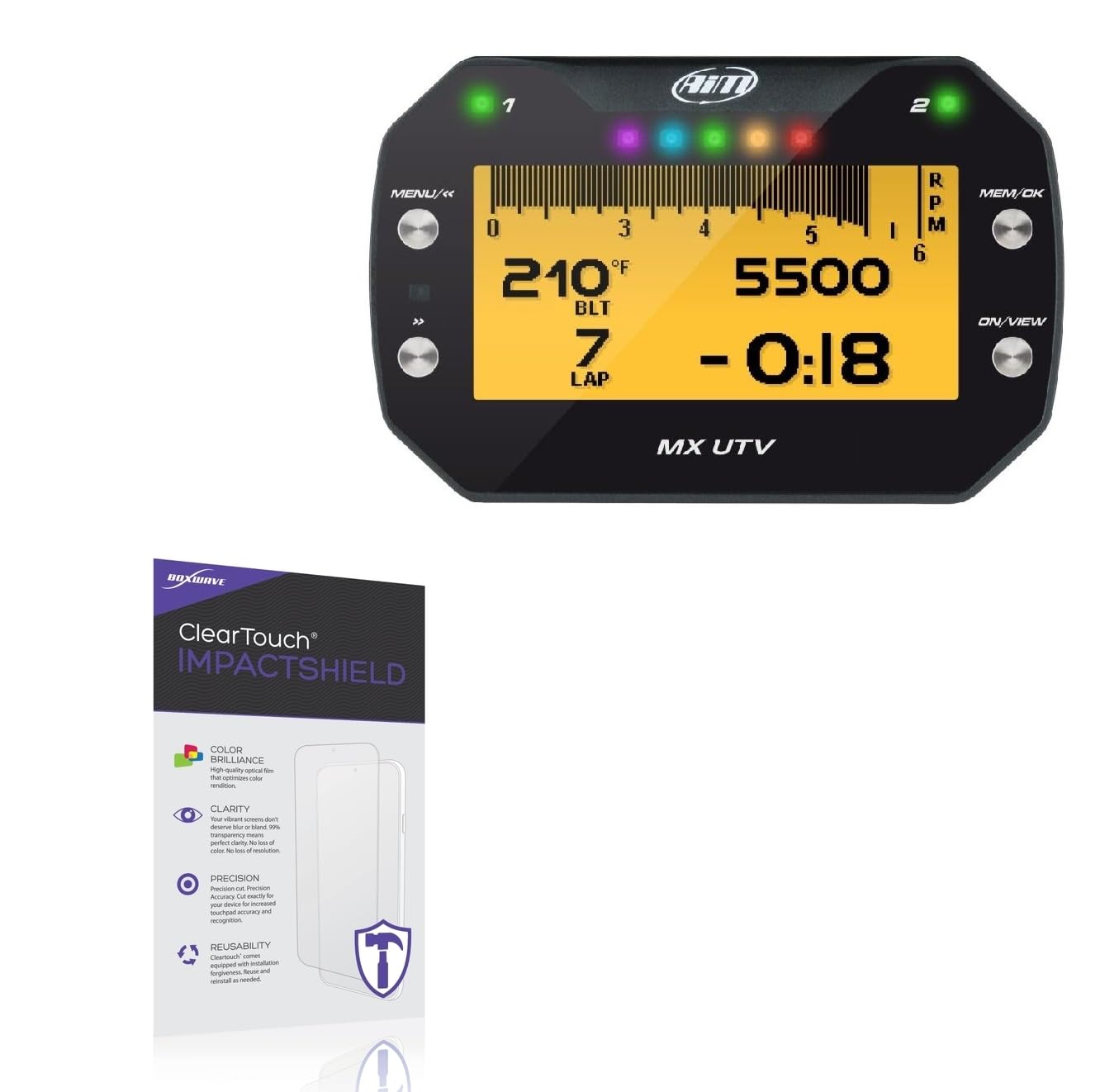 BoxWave Screen Protector Compatible with AiM MX UTV - ClearTouch ImpactShield (2-Pack), Impenetrable Screen Protector Flexible Film