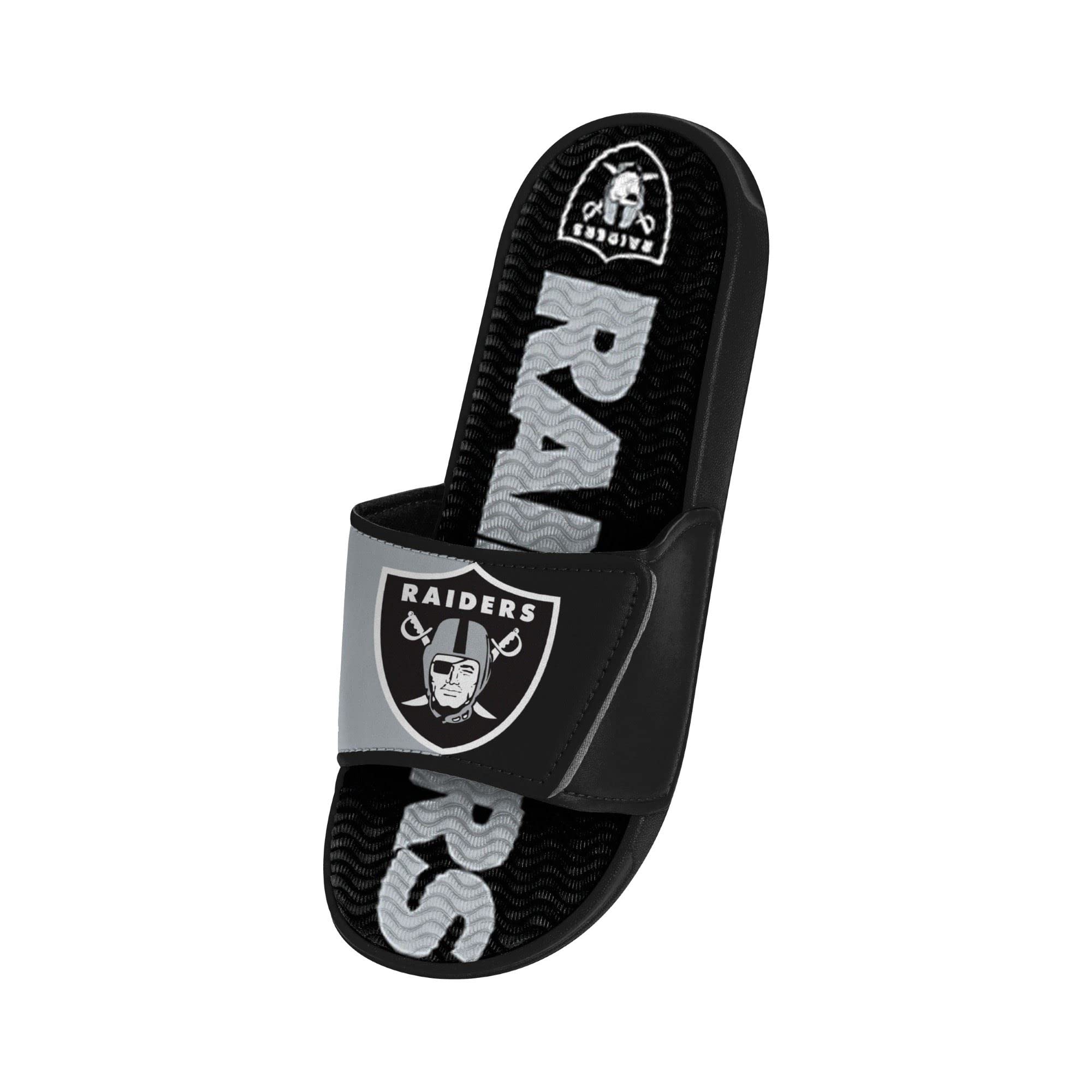 FOCO Las Vegas Raiders NFL Colorblock Big Logo Gel Slide Black White Badelatschen Hausschuhe