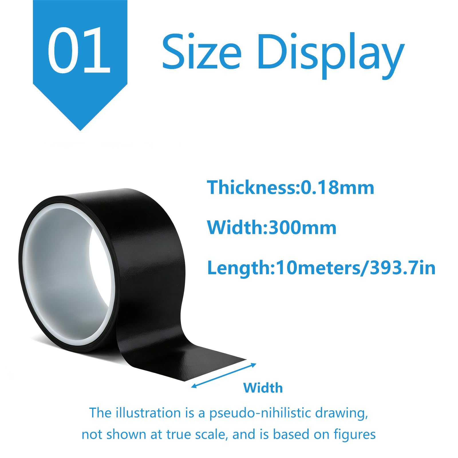 Teflonband Aus Dünner Folie PTFE Band Teflon Dichtungsband 30cm | Für Maschinenteile, für Siegelmaschinen, für mechanische Komponenten,Länge 10 Meter, Breite 30 cm