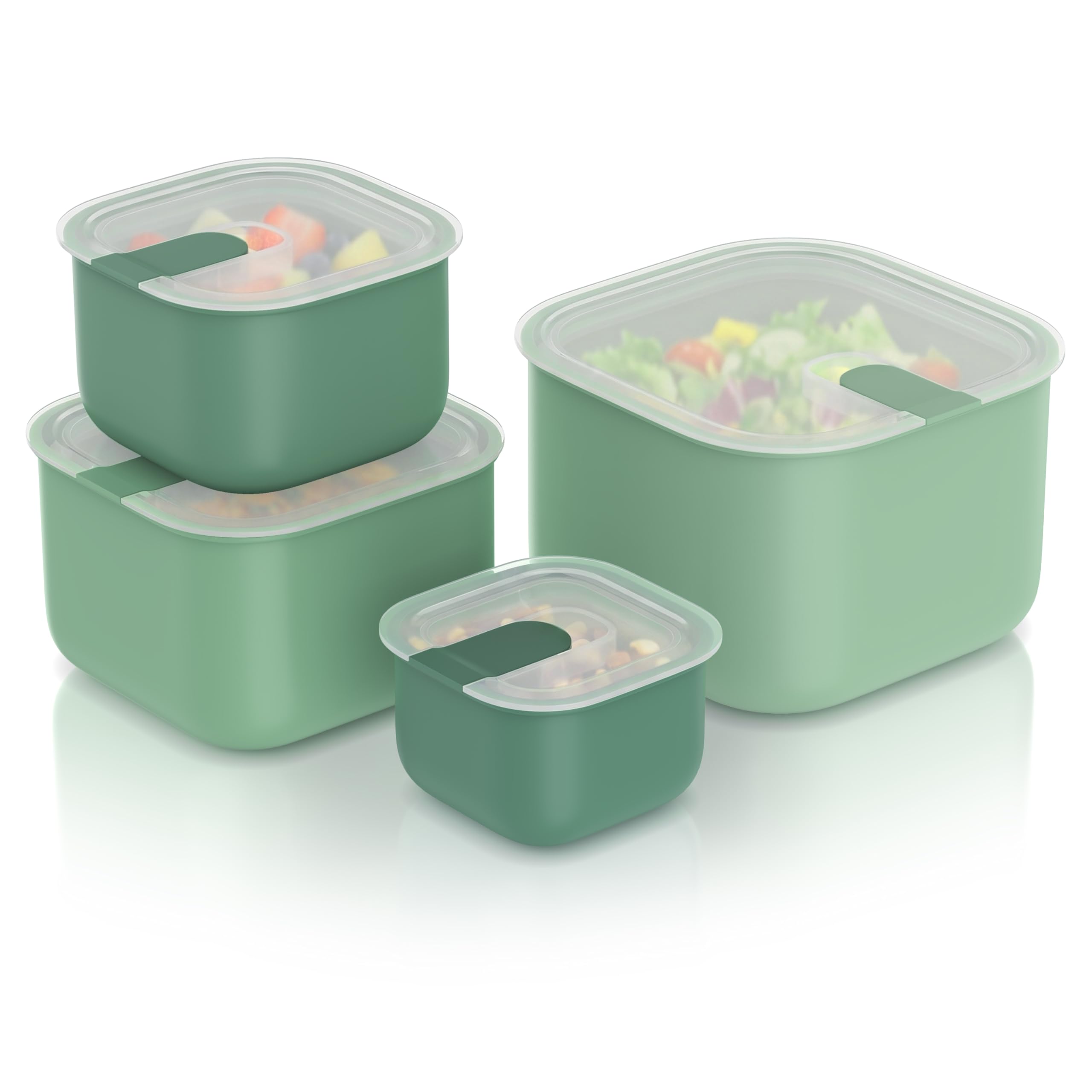 Arendo - Frischhaltedosen mit Deckel - Vorratsdosen Set - Set 4 teilig – 3800 2300 1200 600 ml - luftdicht – auslaufsicher – stapelbar – lebensmittelecht – Spülmaschinengeeignet mikrowellengeeignet –