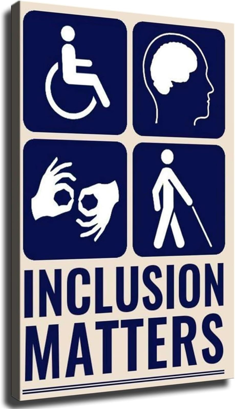 Xginerfex Unframed Awareness Themed Canvas Prints Wall-Art Disability Inclusion Diversity Poster For Office Community Gym Decor(,08X12inch(20X30cm))