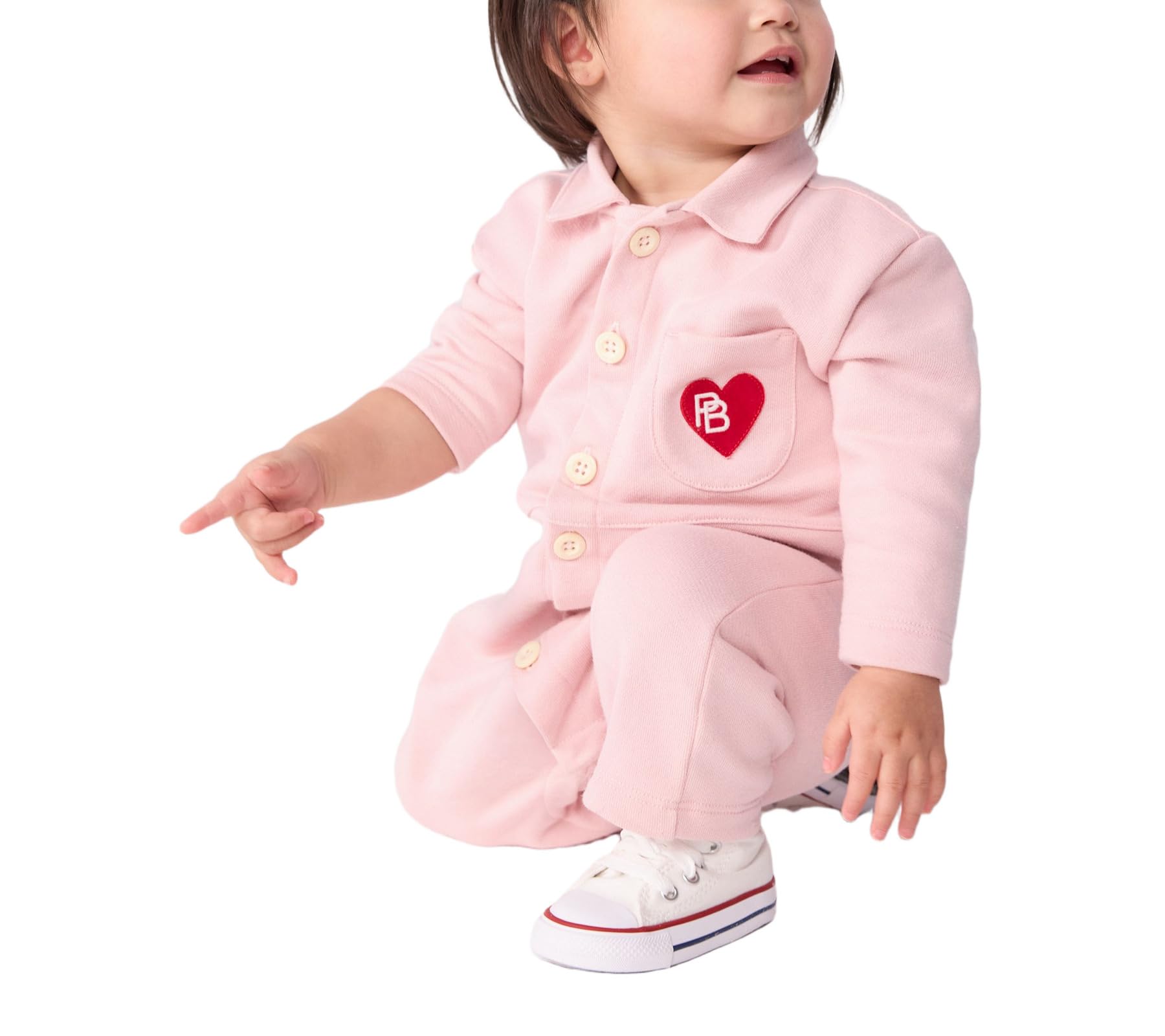 Petit Bateau Długi kombinezon niemowlęcy z jednokolorowej bawełny, styl pompiste