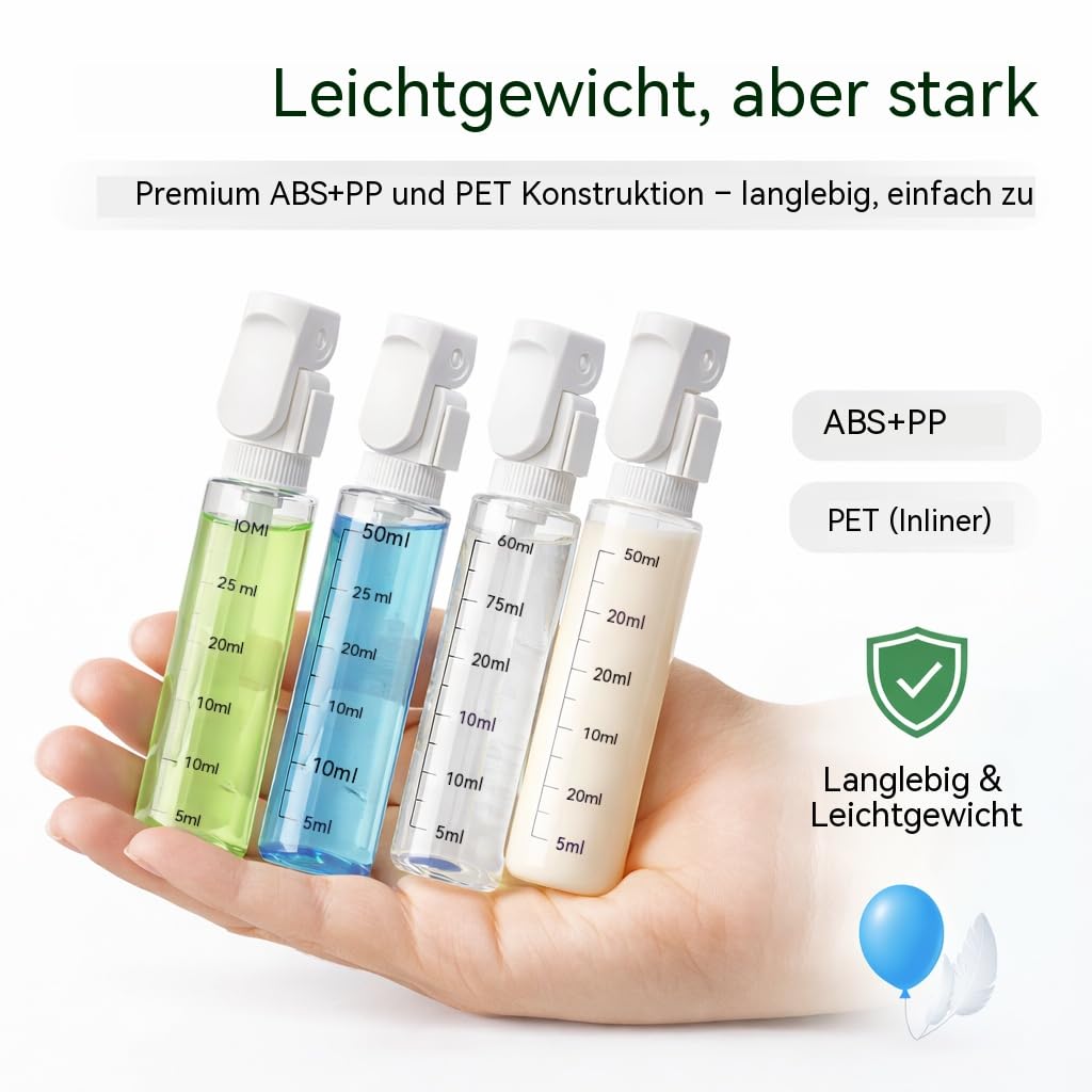4in1 Reise Spenderflasche, Leak Proof Travel Size Containers, Portable Shampoo Lotion Conditioner Cream (2PCS)