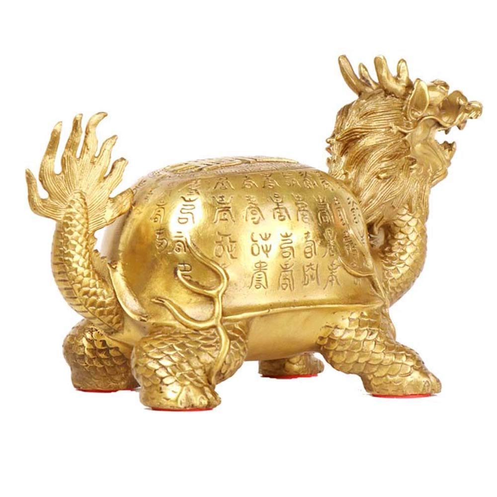 YNIYUJKL Feng Shui Ornaments Pure Brass Dragon Turtle Statues,Chinese Decor Figurine For Home And Office,Wealth And Good Luck Sculpture