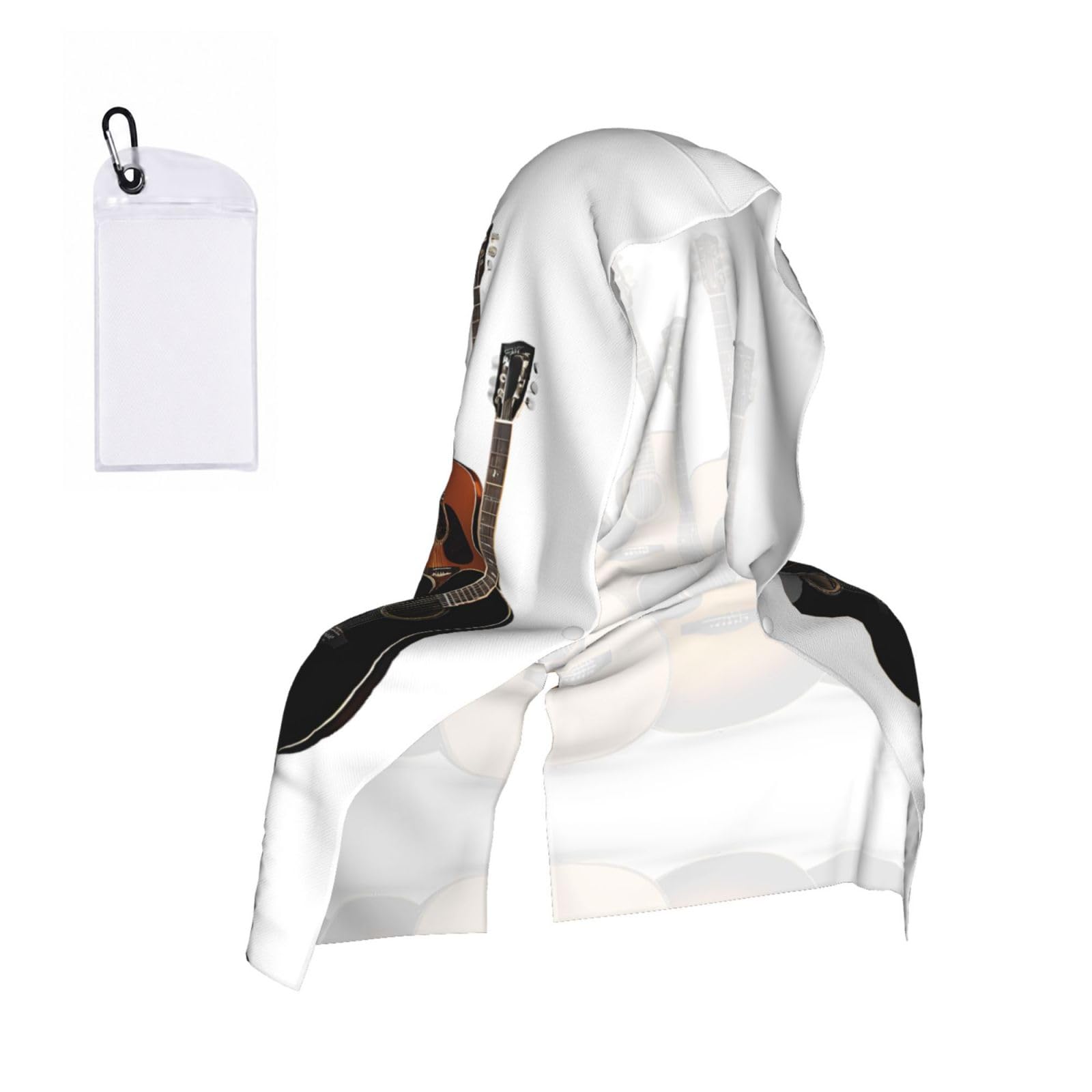 WXWJSHMGC Guitar Printed Print Cooling Hoodie Towel, Cooling Towels For Neck And Face Sun Protection Instant Cool Hoodie(Sport/Camping/Work Out/Hot Weather)
