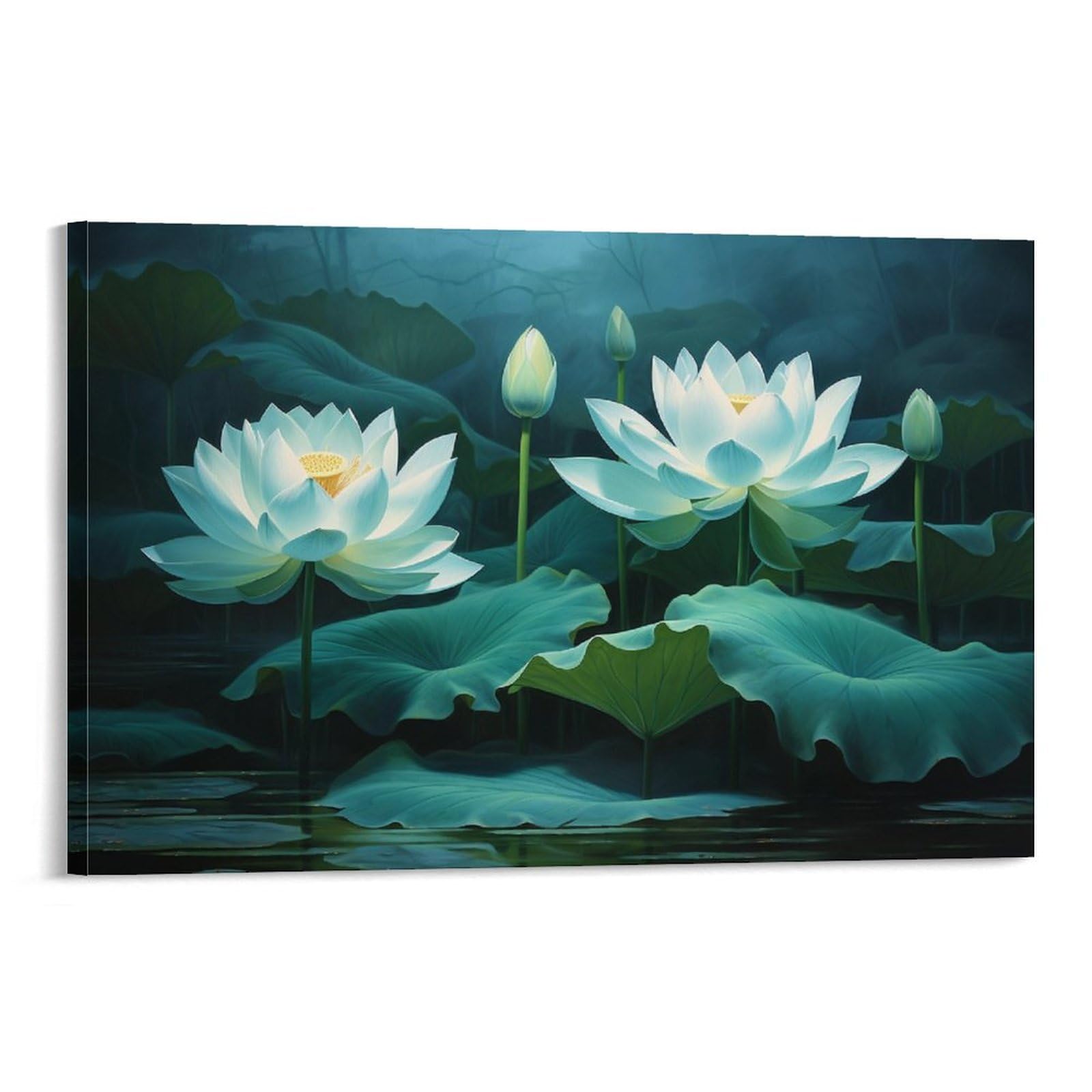 Abstrakte Wandkunst Blauer Lotus – Leinwandbild 30,5 X 40,6 Cm, Fertig Zum Aufhängen