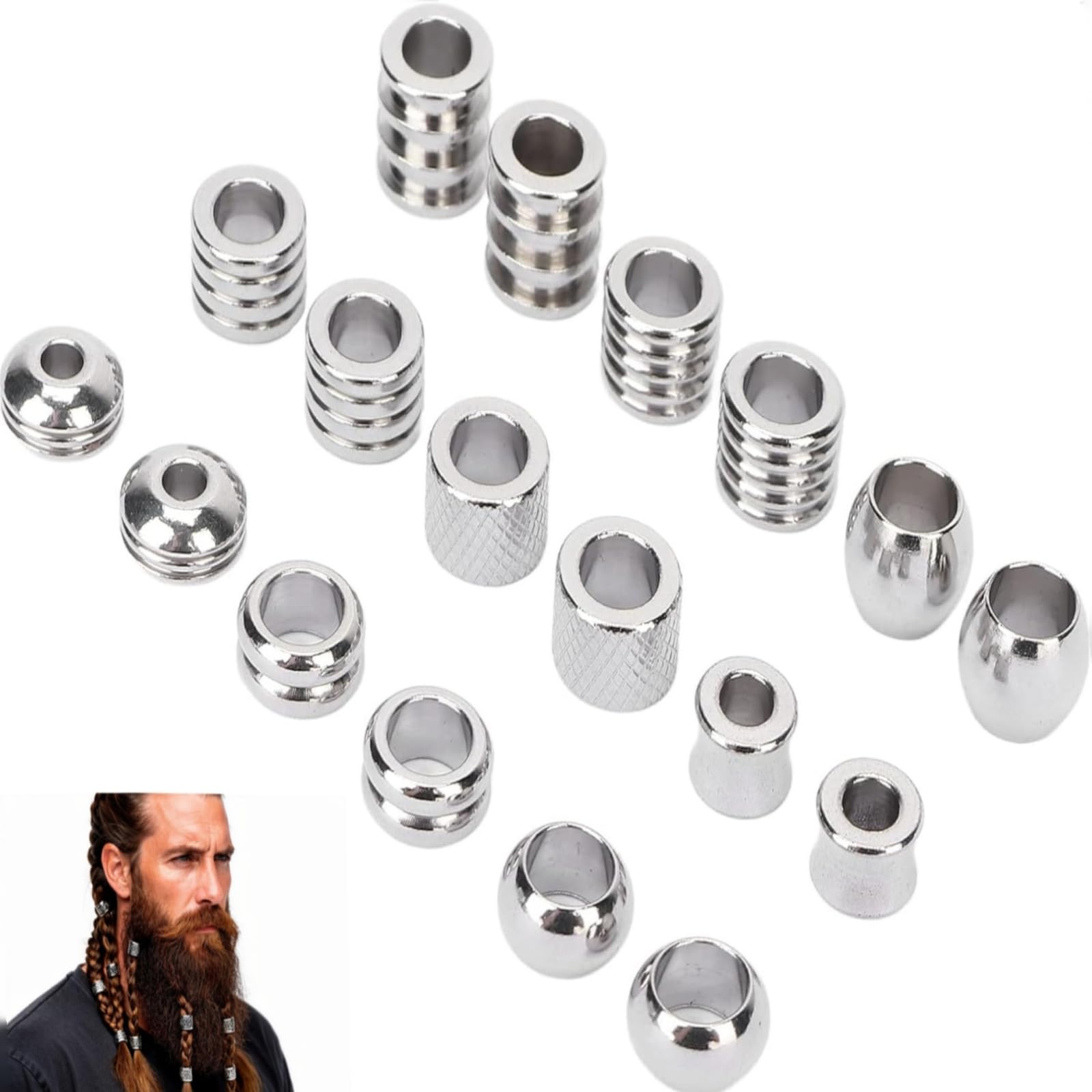 24 Perles De Barbe Et Cheveux Viking Runiques Dorées - Style Nordique Authentique Pour Un Look Barbu Épique !