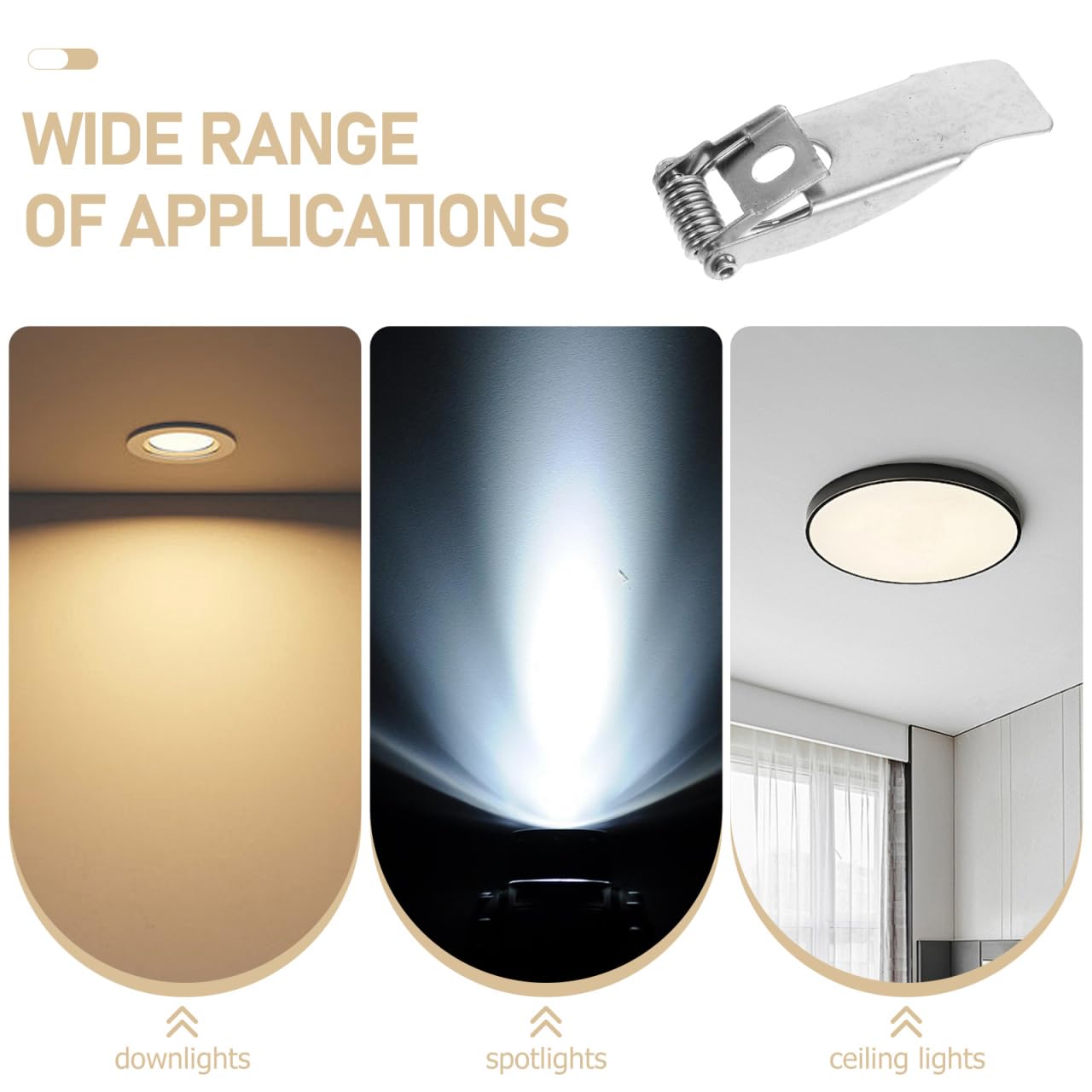 Hemobllo 10 Stück Federklemmen für Einbauleuchten Downlights | Werkzeuglose Montage, sicherer Halt, LED Deckenleuchten, Downlights Einbaustrahler, stabile Halterung, Ersatzfedern