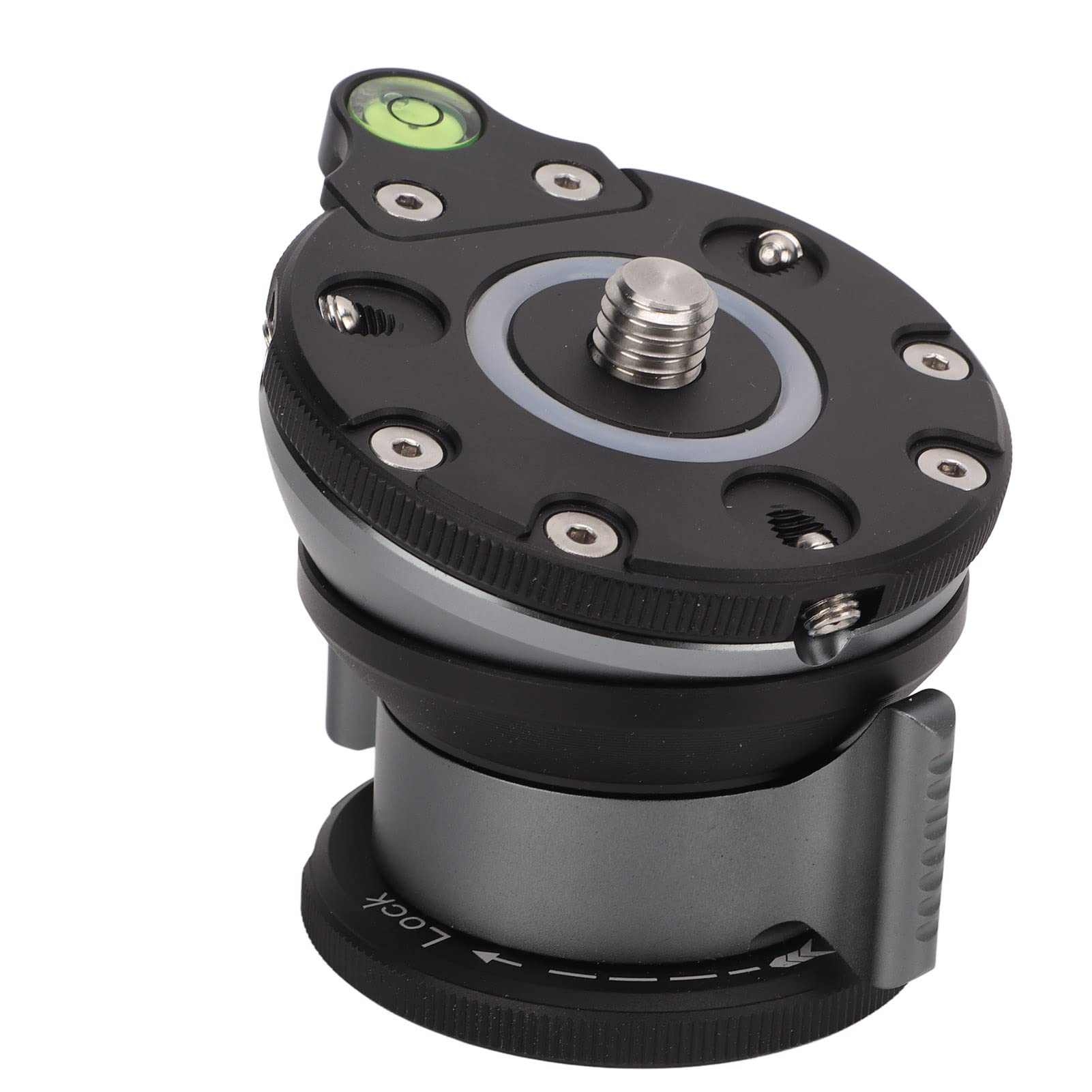 Podstawa do Poziomowania Statywu, Głowica Statywu ze Stopu Aluminium z Poziomicą, Gwint 1/4 "i 3/8", Płytka Regulacyjna do Statywu Fotograficznego do Nikon, do Sony i Innych Aparatów DSLR, Kamery