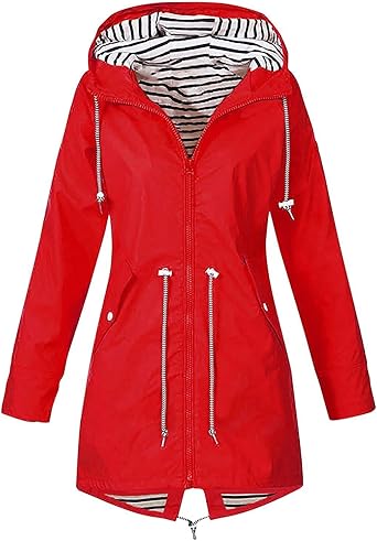 OIOLOYJM Yellow Rain Jacket Womens Waterproof with Hood Light Weight Jackets for Women Casual Fall Winter Plus Size Raincoat