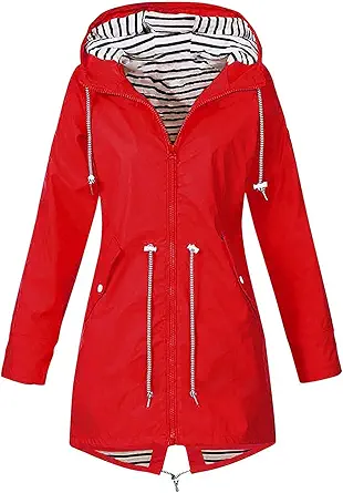 OIOLOYJM Yellow Rain Jacket Womens Waterproof with Hood Light Weight Jackets for Women Casual Fall Winter Plus Size Raincoat