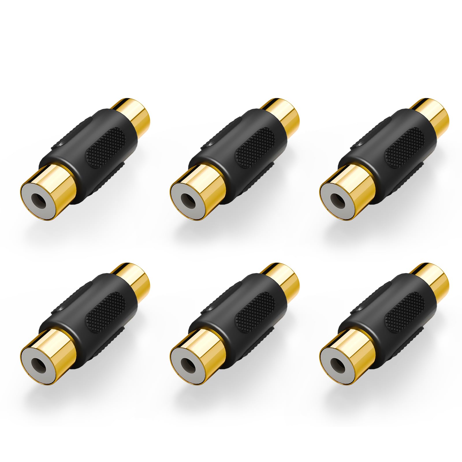 VCE 6pcs RCA Female to RCA Female Relay Adapter RCA Cable Connection Connector Pin Plug Gold Plated