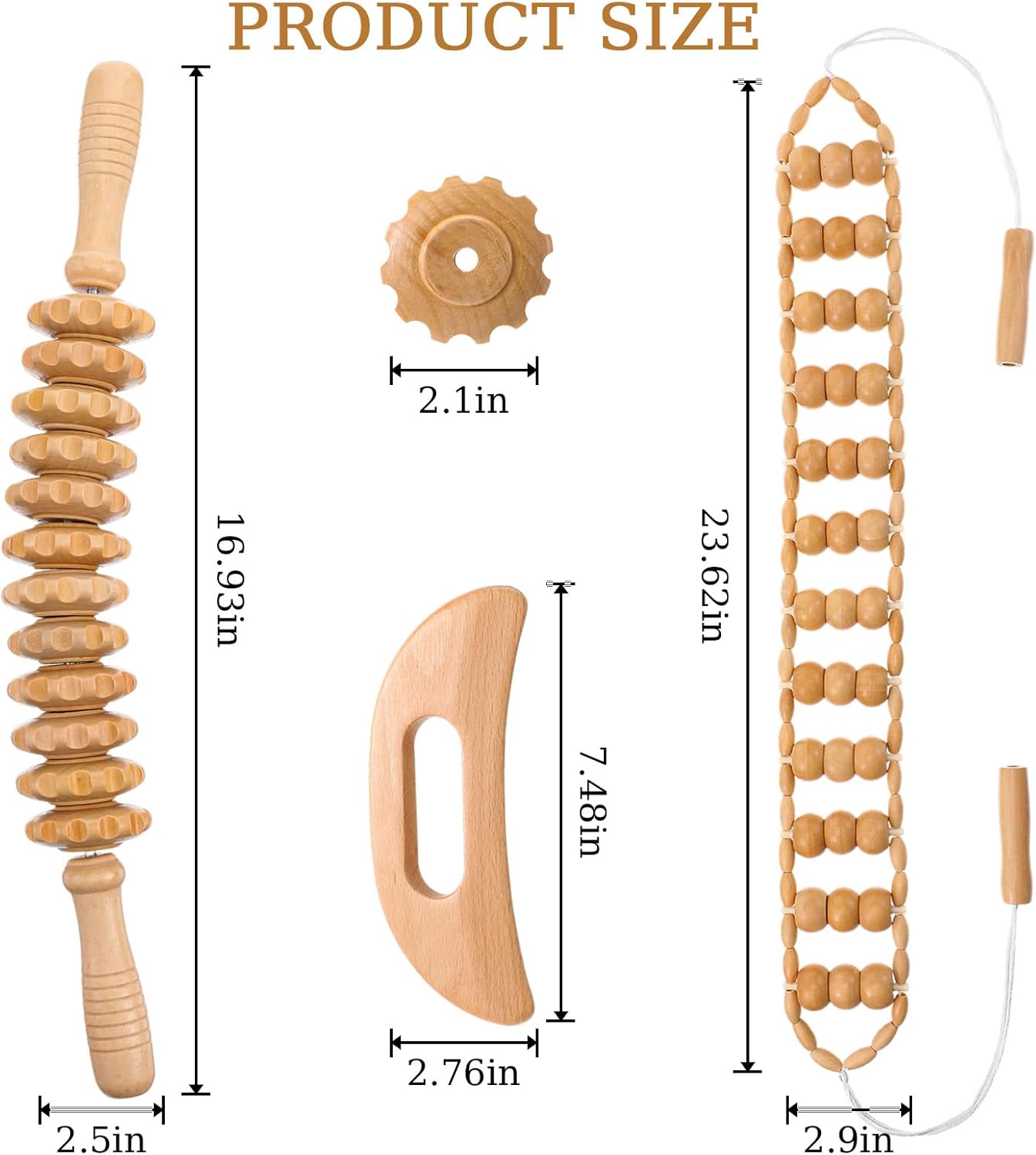3Pcs Wood Therapy Massage Tools Lymphatic Drainage Massager Wooden Massager Body Sculpting Tools for Maderoterapia,Anti-Cellulite,Pain Relief - Image 2