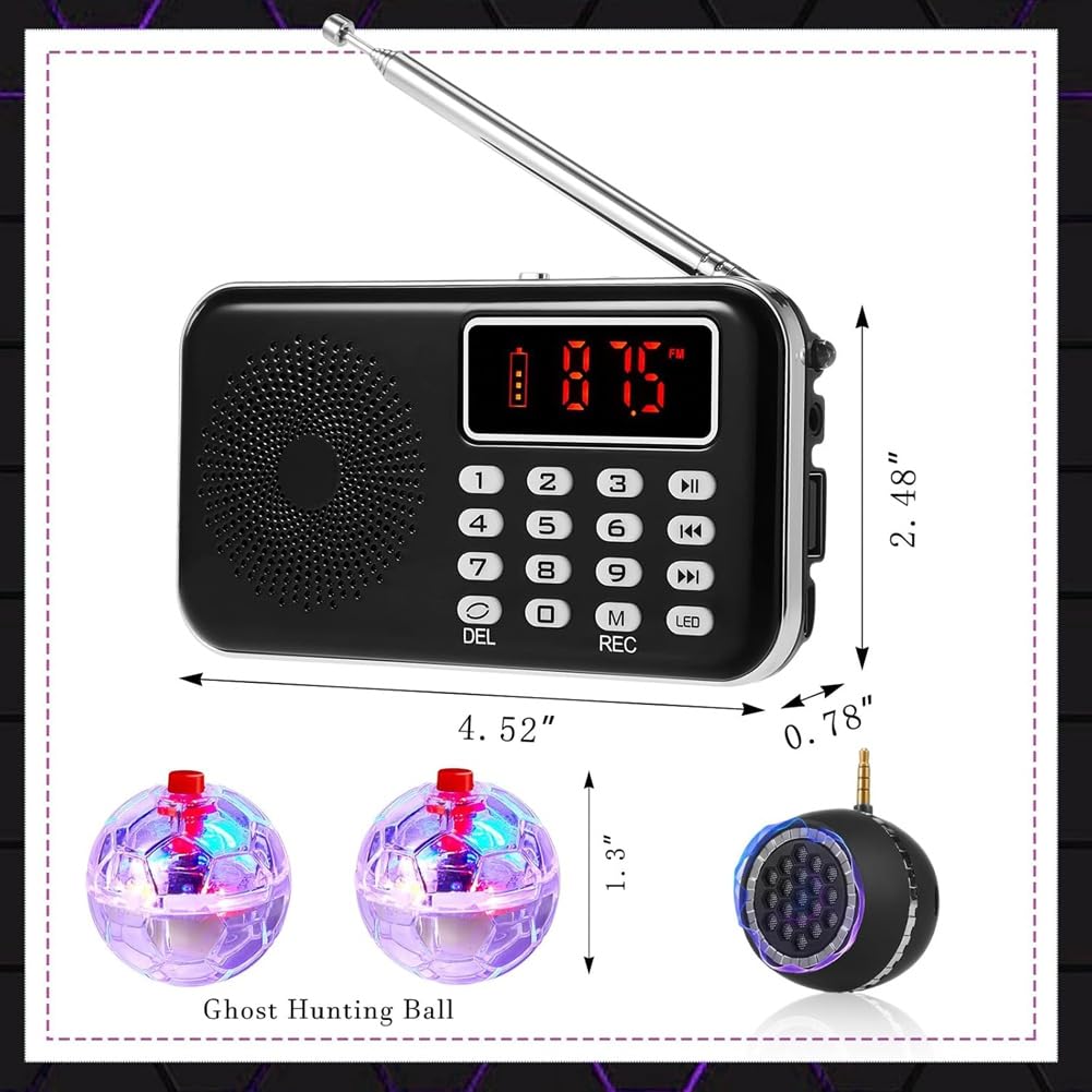 Spirit Box Kit Attrezzature con 2 LED Cat Ball 1 Spirit Box Altoparlante Paranormale Attrezzature Kit Ufficio Esterno