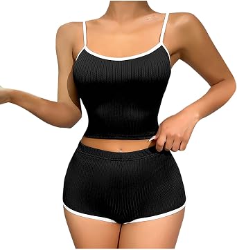 Borniu Women Pajamas Set Cami Sleepwear Lingerie V Neck Soft PJS Set with Shorts Nightwear Comfortable Loungewear A4