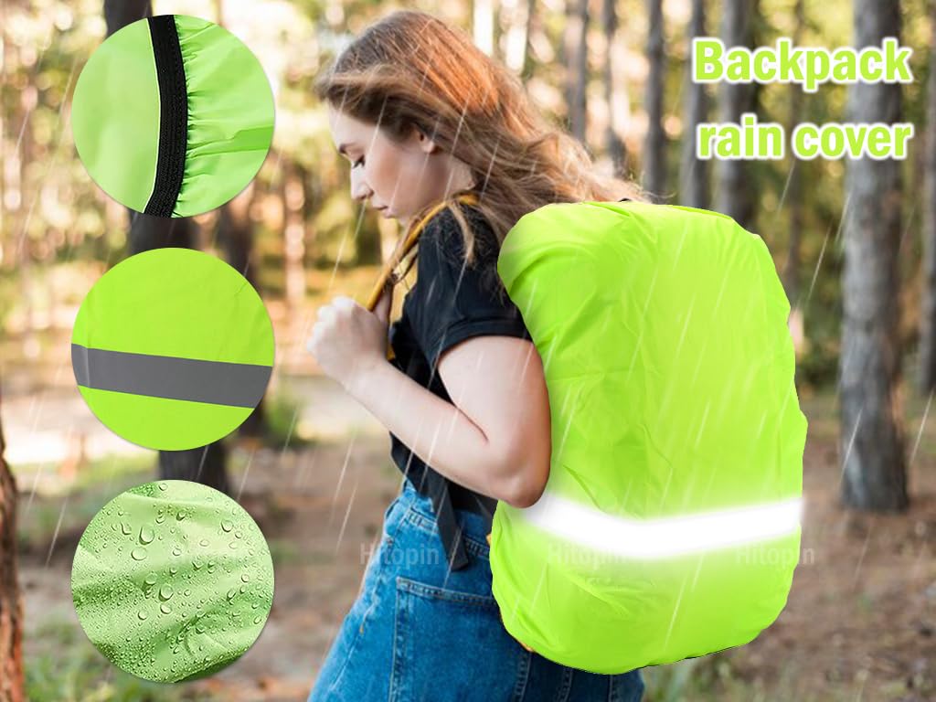 4 Pezzi Parapioggia Zaino Impermeabile, Parapioggia per Zaini con Strisce Riflettenti, Coprizaino Impermeabile, Copri Zaino per Pioggia, per Ciclismo, Trekking, Campeggio, Viaggi(18-30L)