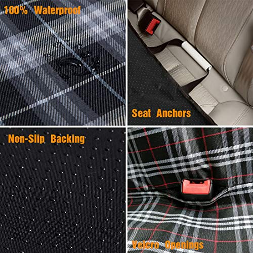 Coohom Dog Car Seat Covers,Waterproof Scratch Proof Nonslip Protector Pet Back Seat Covers,Scottish Grid Pattern Hammock… - Image 3