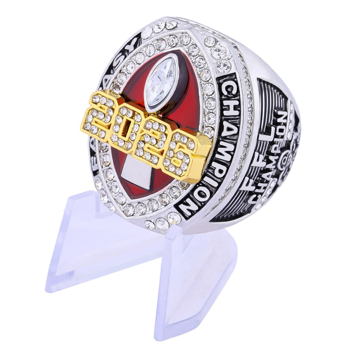 guancrown 2026 Fantasy Football Championship Ring Award Prize Trophy Sports Winner MVP FFL Ring (Ring and Stand, Size 11)