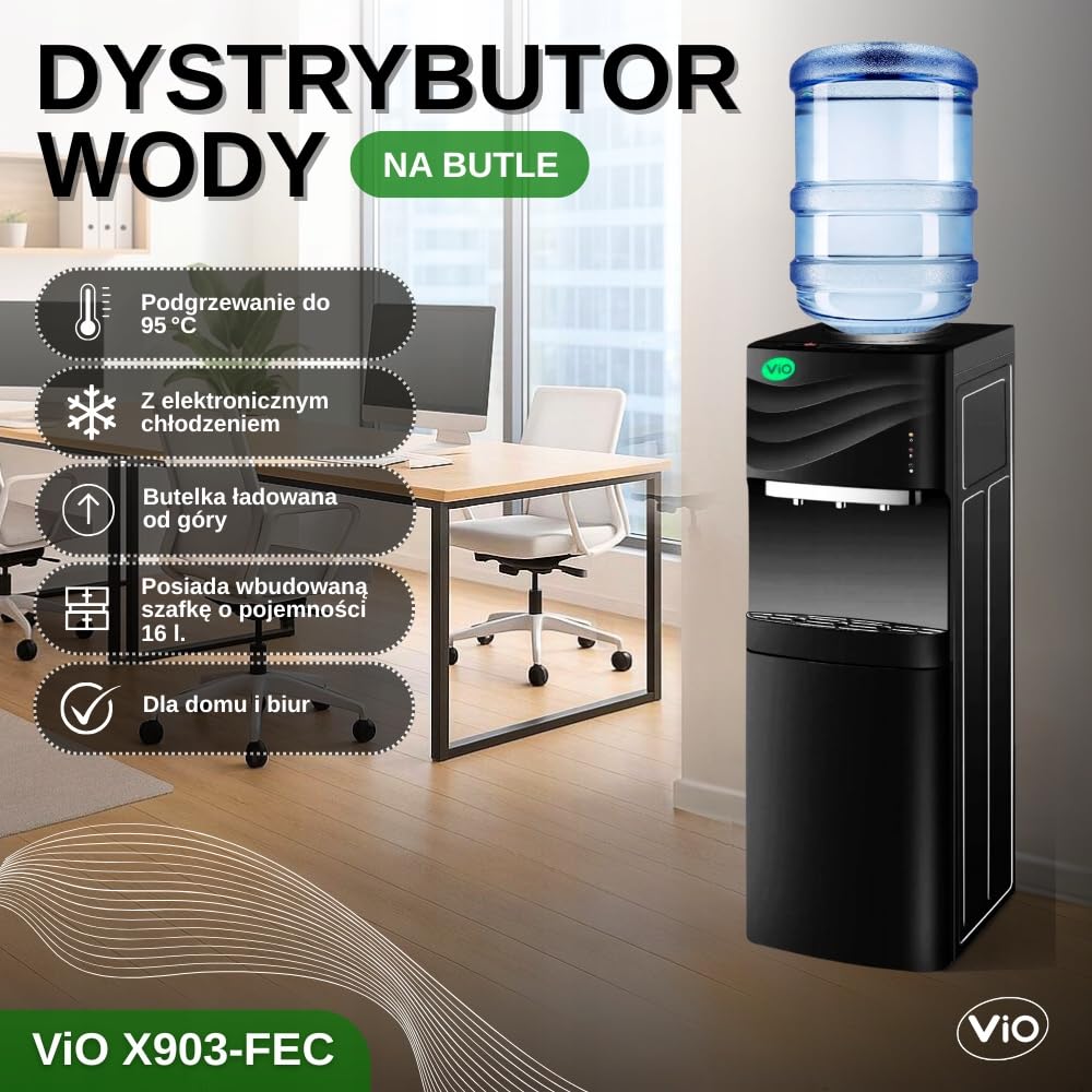 DYSTRYBUTOR WODY ViO X903-FЕC Black Z ELEKTRONICZNYM CHŁODZENIEM i SZAFKĄ