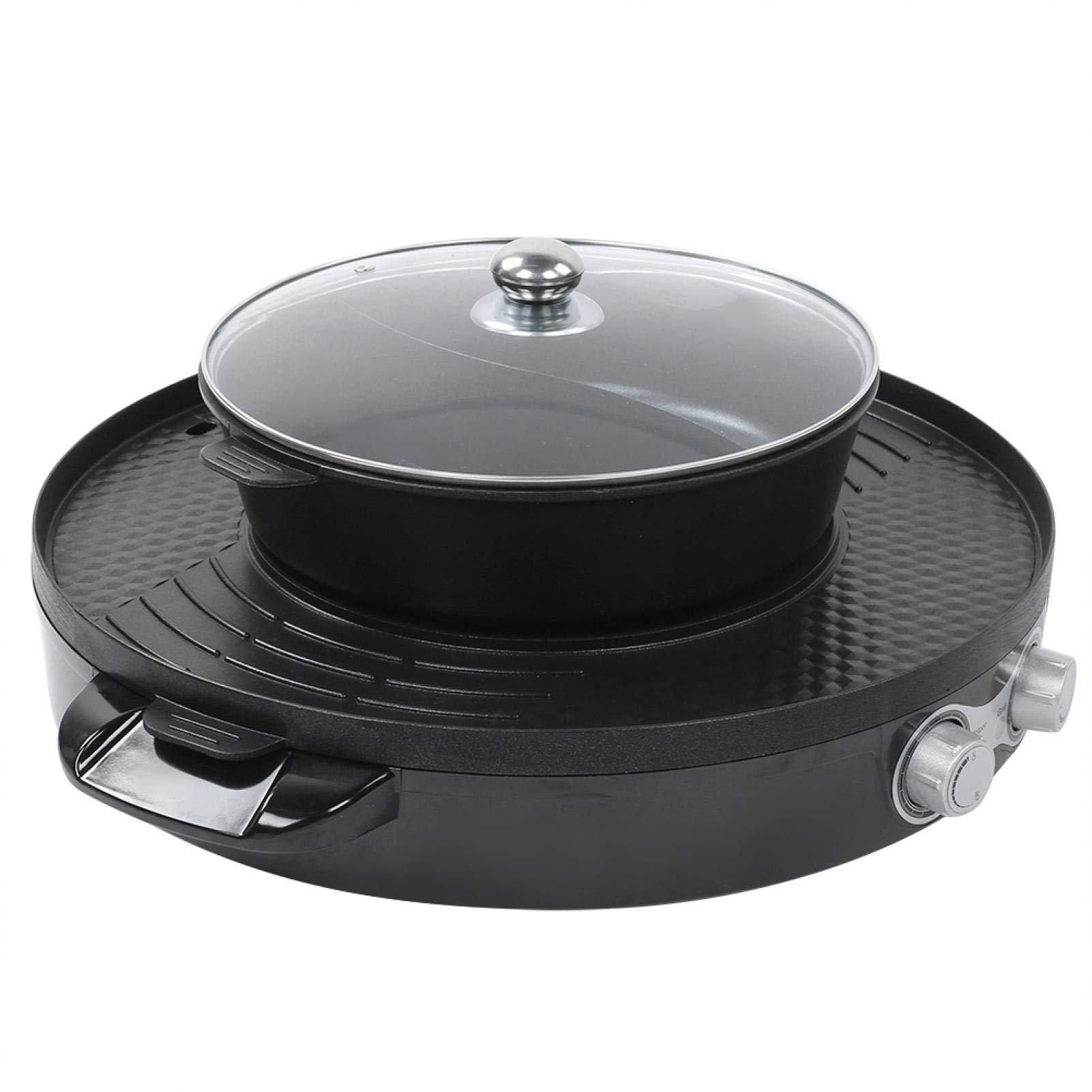 2 in 1 Hot Pot Electric - 3.5L 44cm Portable Electric Grill Pan Korean BBQ Grill Smokeless Grill Indoor Barbecue Grill Hot Pot with Divider for Home Kitchen, Dual Temperature Control(EU)-image-40