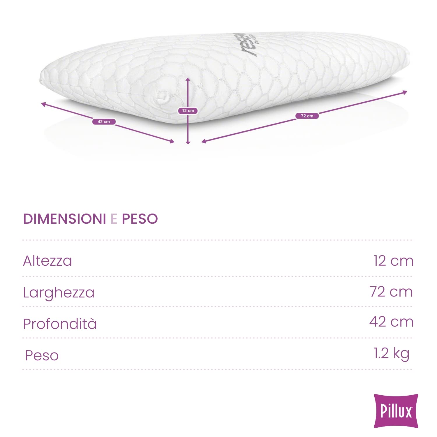 Cuscino in Schiuma HR - Guanciale Letto effetto Acqua - Federa in BioCeramica - Forma tradizionale con estratto di Malva per massimo Relax - Made in Italy