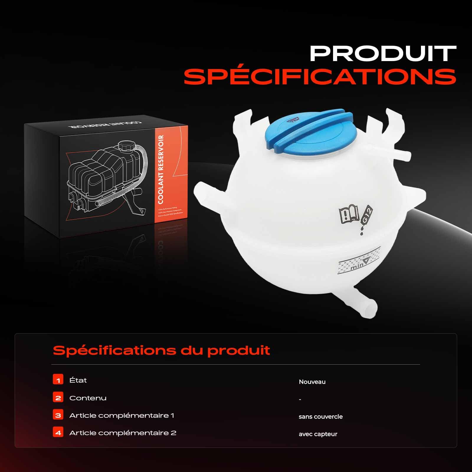 Frankberg Vase d'expansion 1K0121407 | Compatible avec Altea XL 5P5 5P8, Rapid NH3, CC 358, Golf Plus 521 5M1, O.c.t.a.v.i.a II 1Z3, Beetle 5C1 5C2, TT 8J3