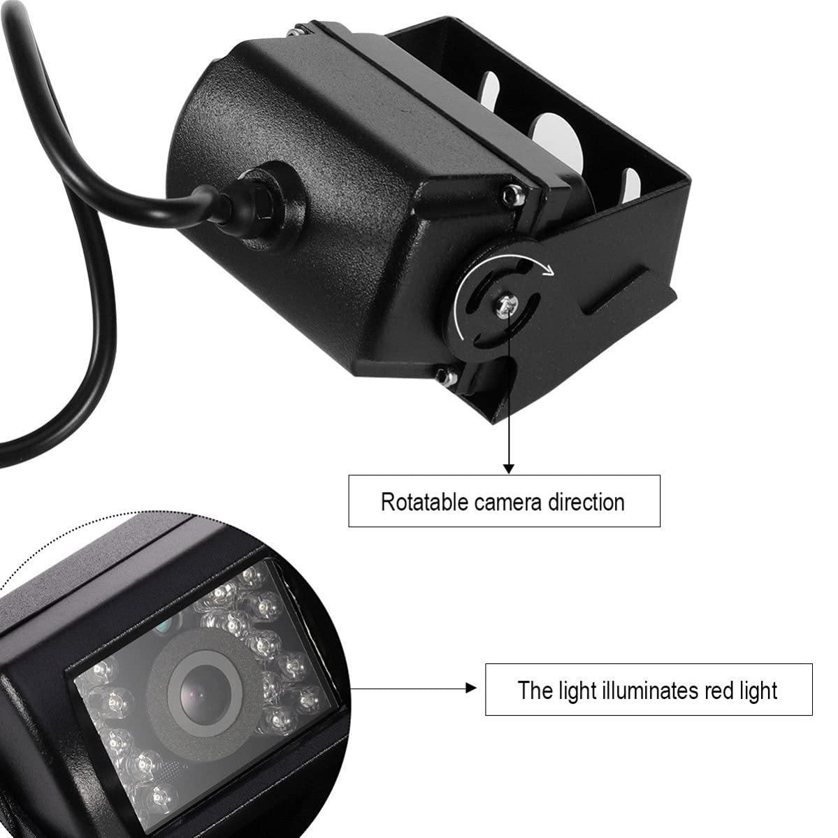 Telecamera Retrovisore CCD HD Con 18 LED IR, Impermeabile, 9V-36V, Per Camion, Roulotte, Autobus E Rimorchi