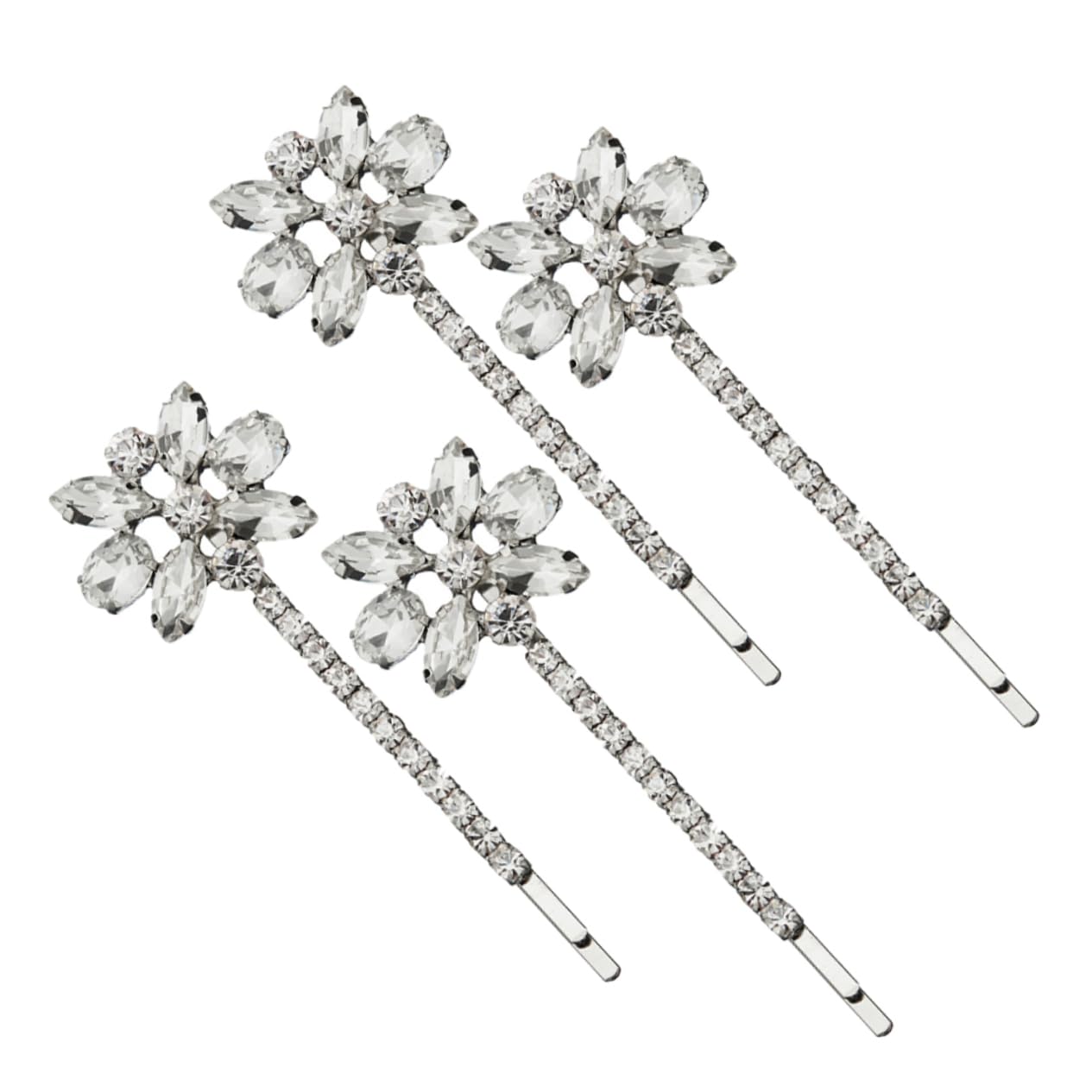 3 Set Di Fermagli Per Con Strass E Fiori in Argento Per Donne E Ragazze Eleganti Accessori Per Da Sposa 2 Paia*3