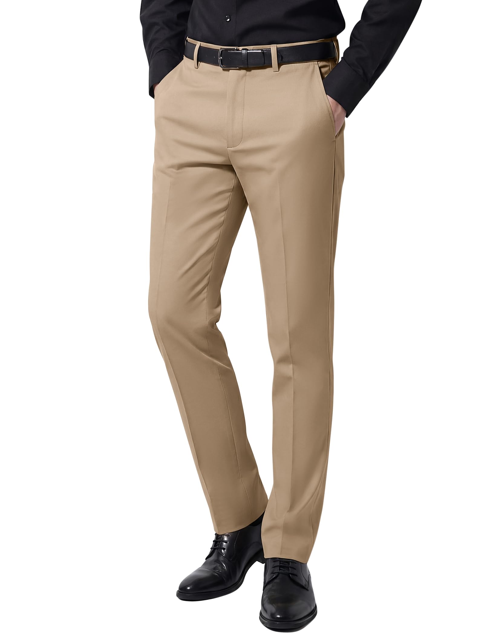 COOFANDY Mens Dress Pants Classic Formal Slim Fit Flat Front Slacks Casual Expandable Waist Suit Pants
