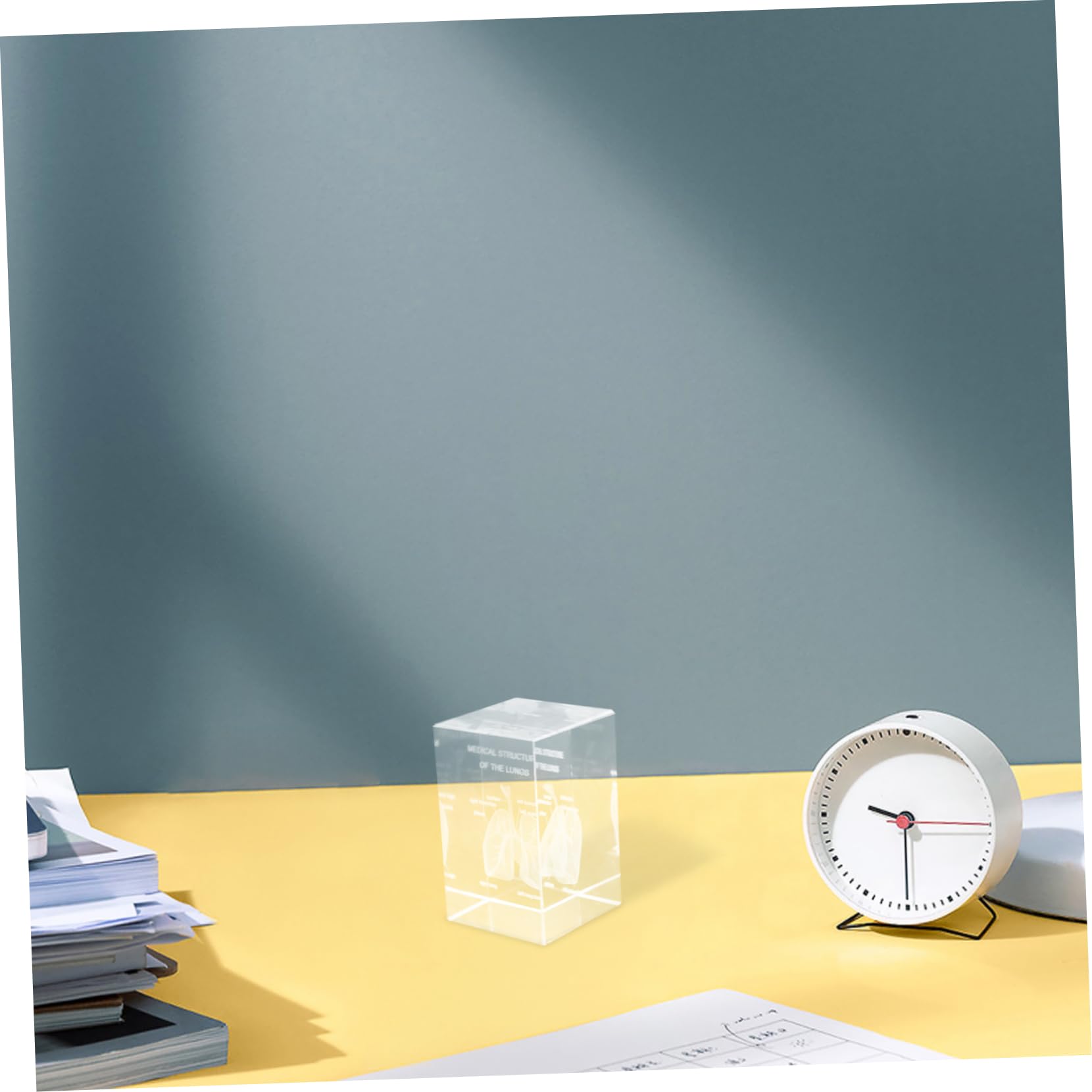 Modelo Anatómico del Pulmón en Cristal 3d Intrincado Grabado Interno, Diseño en Cubo Elegante para Enseñanza Científica y Decoración en Oficina