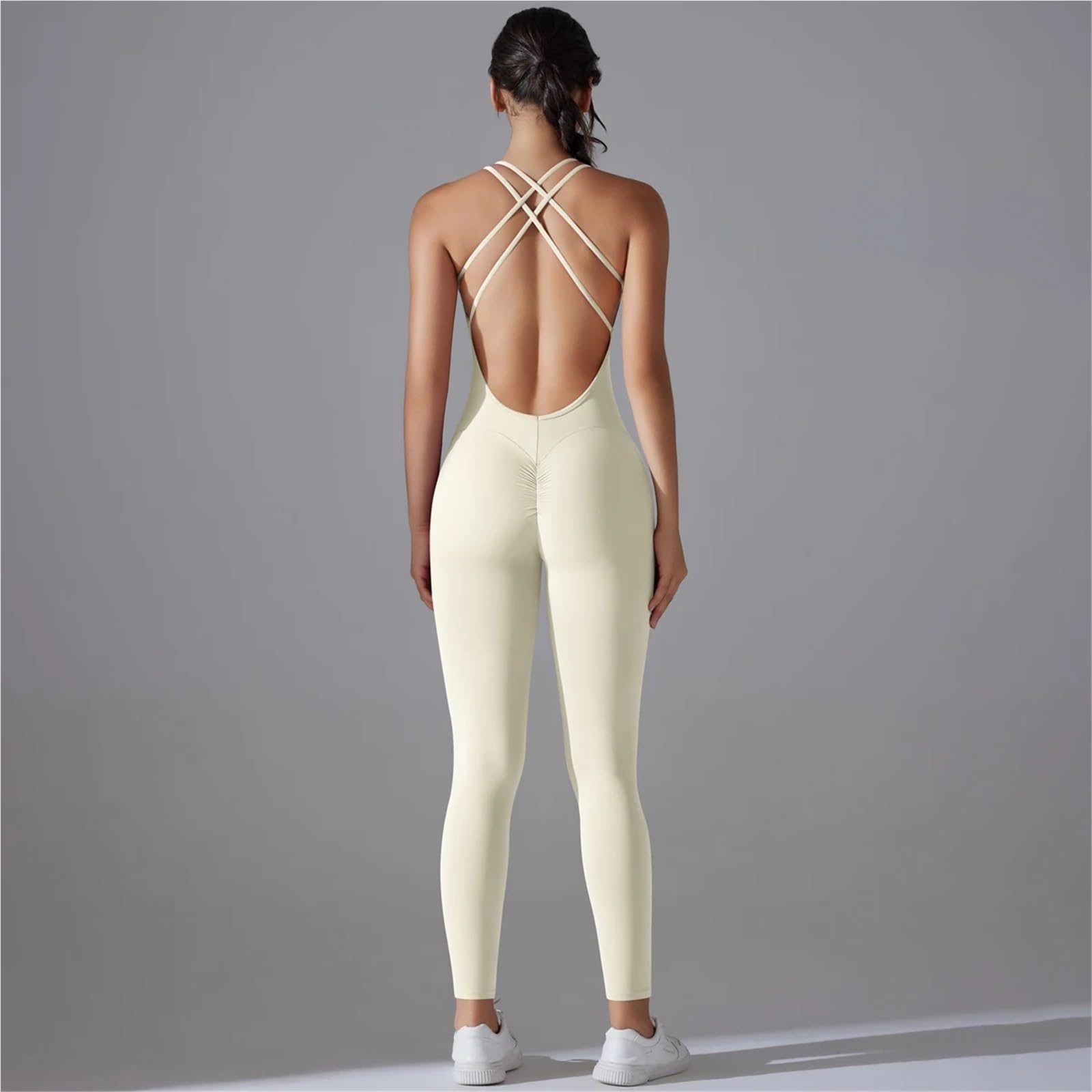 Damen Gym Set Yoga Body Strampler Rückenfreies Set Fitness Einteiliger Sportanzug Stretch Gym Kleidung Push Up