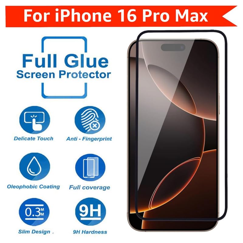 Image of Gorilla Extra Strong Premium HD+ ESD Anti Static Tempered Glass for Apple iPhone 16 Pro Max Edge to Edge Full Coverage Fingerprint and Oil Resistant with Easy Installation Kit