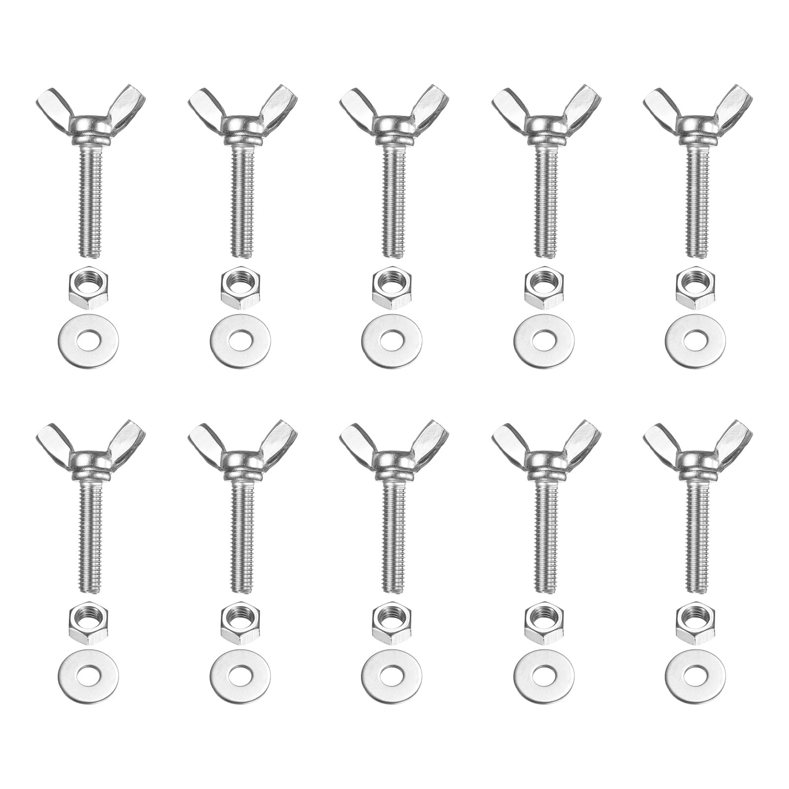 PATIKIL M5-0.8 x 20 mm Wing Butterfly Screw, 10 Pcs 304 Stainless Steel Wing Nuts and Bolts Machine Fastener Thumb Hand Screws for Electronic Equipment DIY Tools, Silver