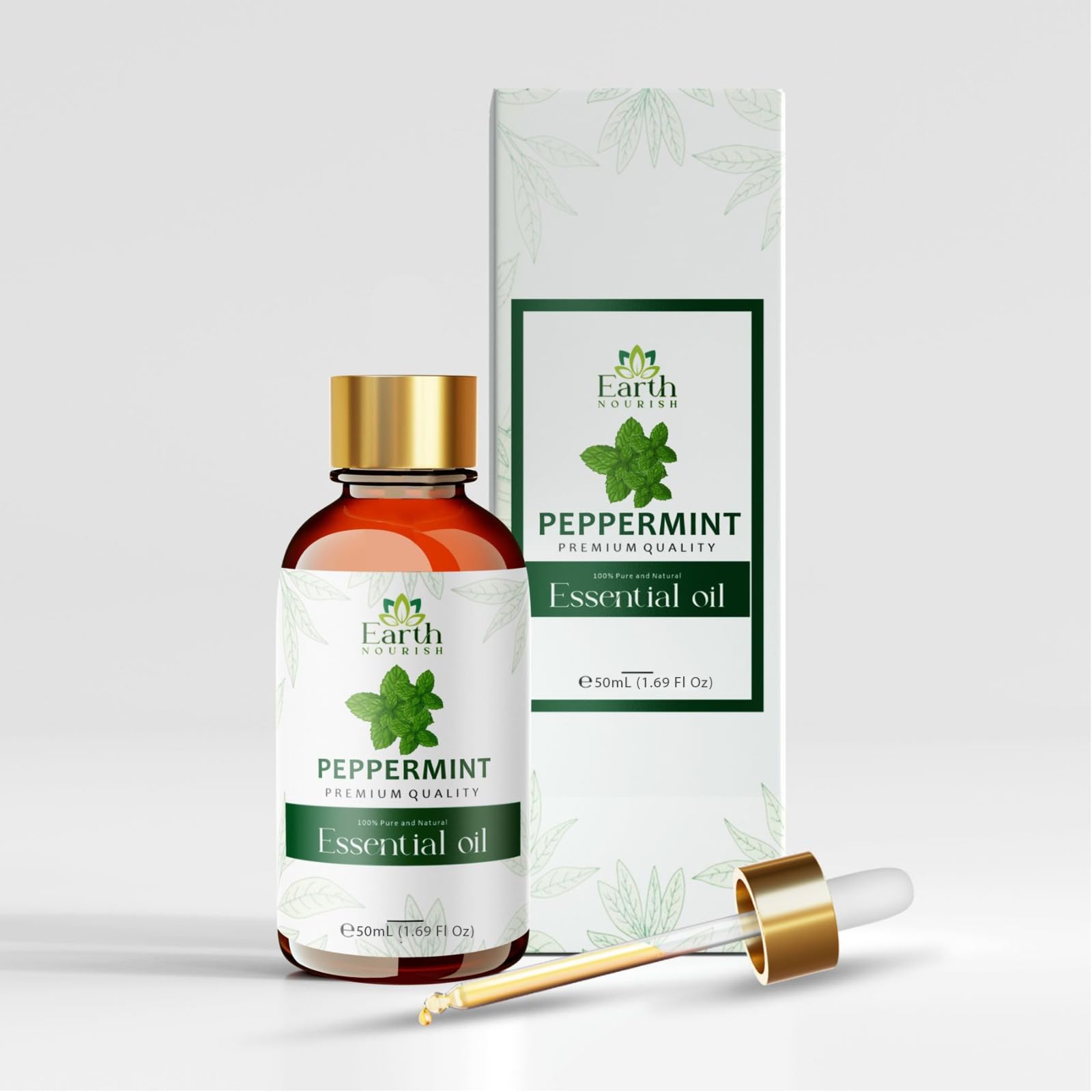 Peppermint Essential Oil - 50ml/1.69fl oz - Pure and Natural for Skin, Face, Massage, Aromatherapy, Diffuser - Premium Grade with Glass Dropper