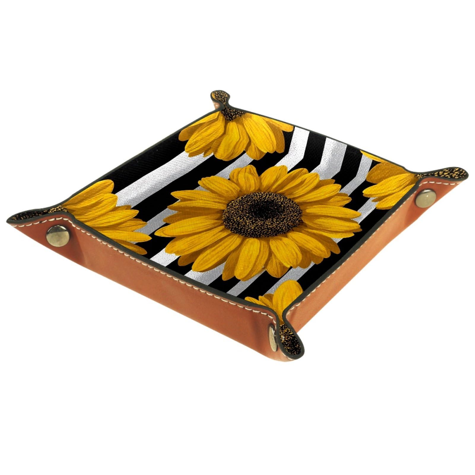 VAPOKF Sunflowers Dice Trays Quadrilateral Dice Folding Tray Microfiber Leather Holder for Table Games RPG DND, 20.5 × 20.5 cm