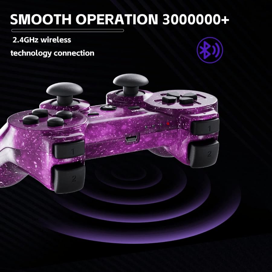 2 Pack Wireless PS3 Controllers for Playstation 3 Console (BlueFlash and RedFlash)