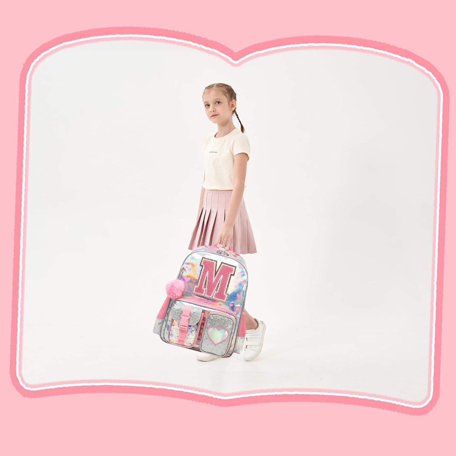 Meetbelify Backpack for Girls Backpacks with Lunch Box Pencil Case for Elementary Student Kids School Travel Bag for Girls Ages 6-8 Years Old Pink M - Image 7