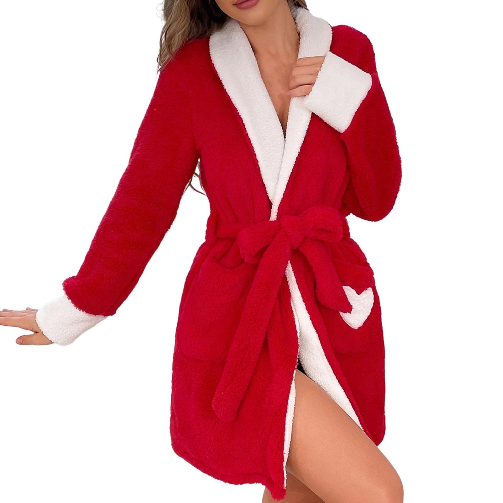Dwevkeful Peignoir de Bain Femme - Broderie Délicate - Col en V, Manches Longues, Ceinture - Tissu Doux - Pour Maison - Disponible en plusieurs coloris