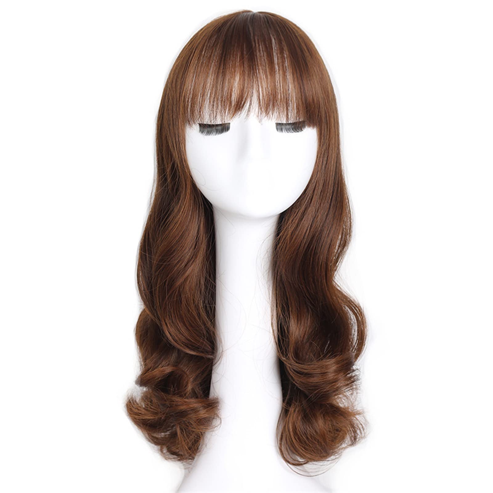 YILDEXWoman Wig, Wig Head Cover Wig Women's Medium Long Curly Hair Cover Full Head Cover Simulated Scalp Big Wave Wig Cover