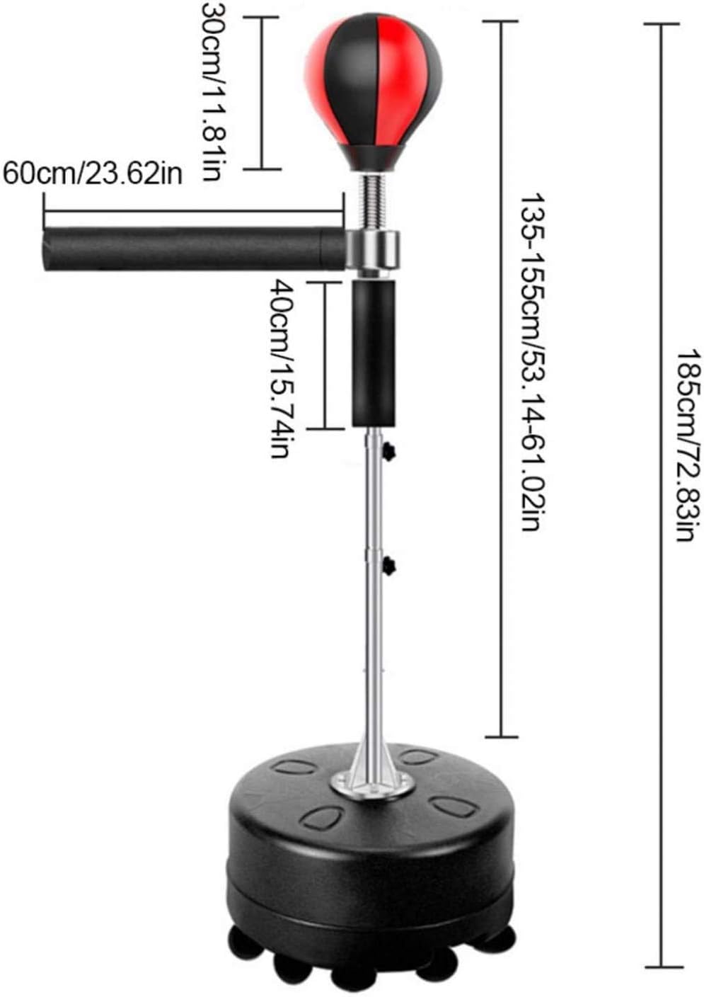 Adjustable Punching Ball for Adult and Kids, Sturdy Suction Cup Base, Freestanding Heavy Stand Punching Bag with 360 ° Reflex Bar, Portable Training Target for Relieving