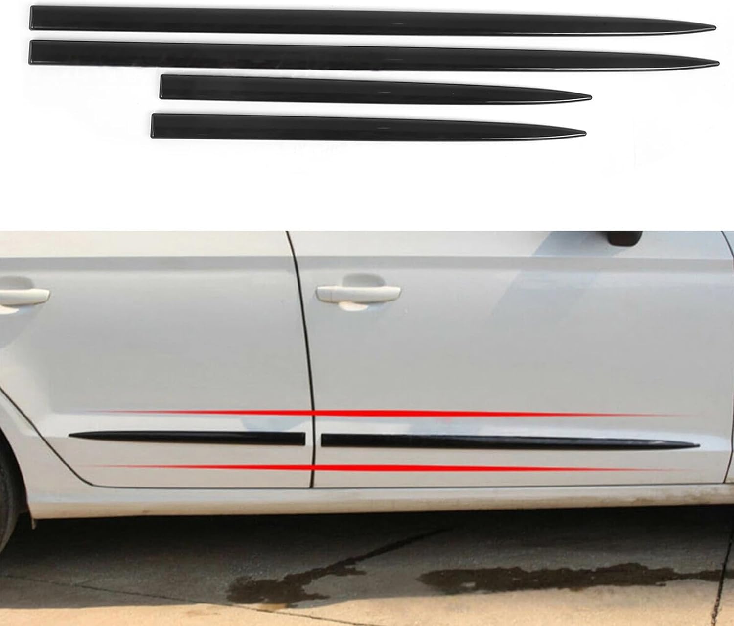 Automotive Bumper Guard Strips Guards Covers 4PCS Set High Adhesive Car Door Edging Protectors Scratch Resistance Design Gloss Black Fade Car Protectors
