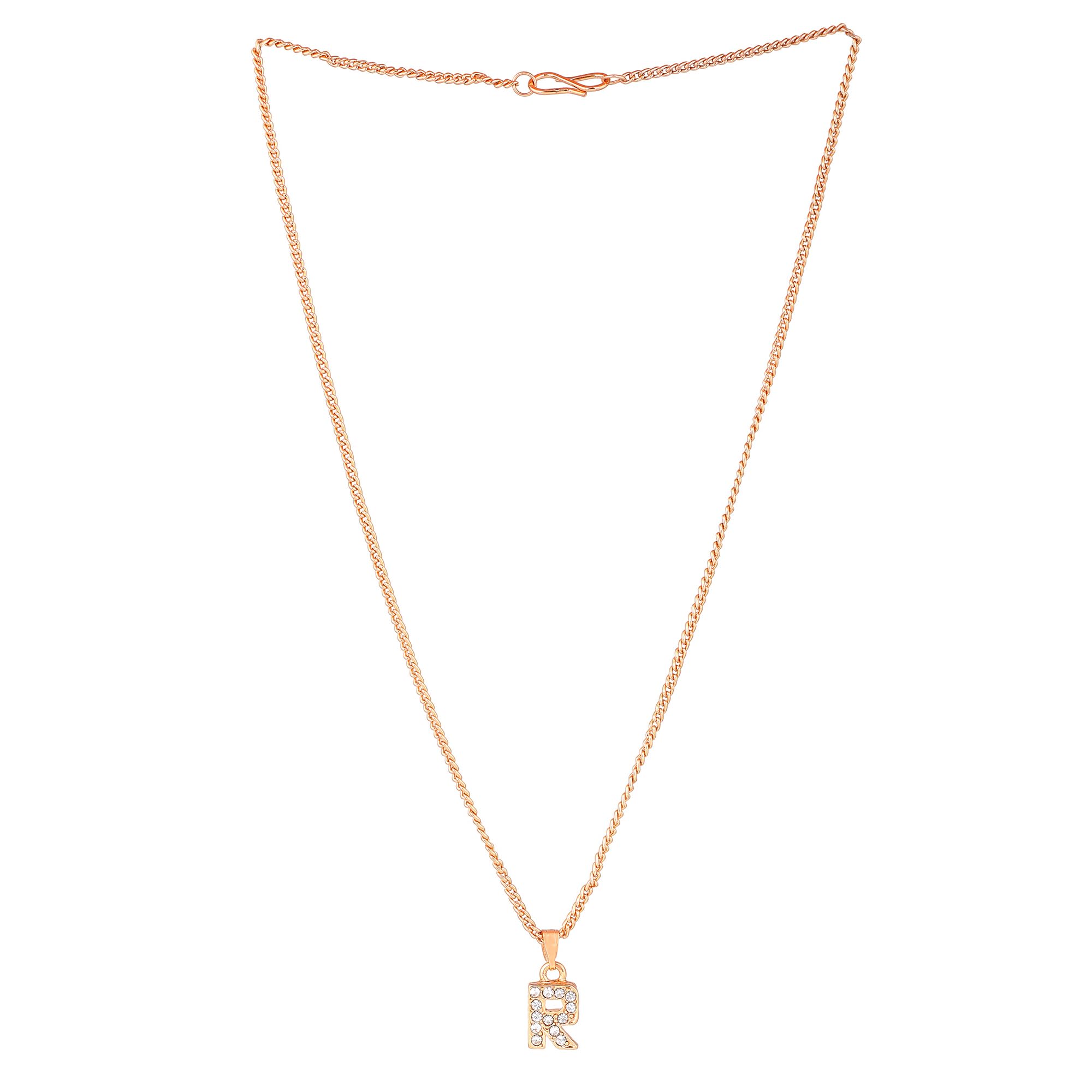 Rose Plated Letter Pendant with Crystals