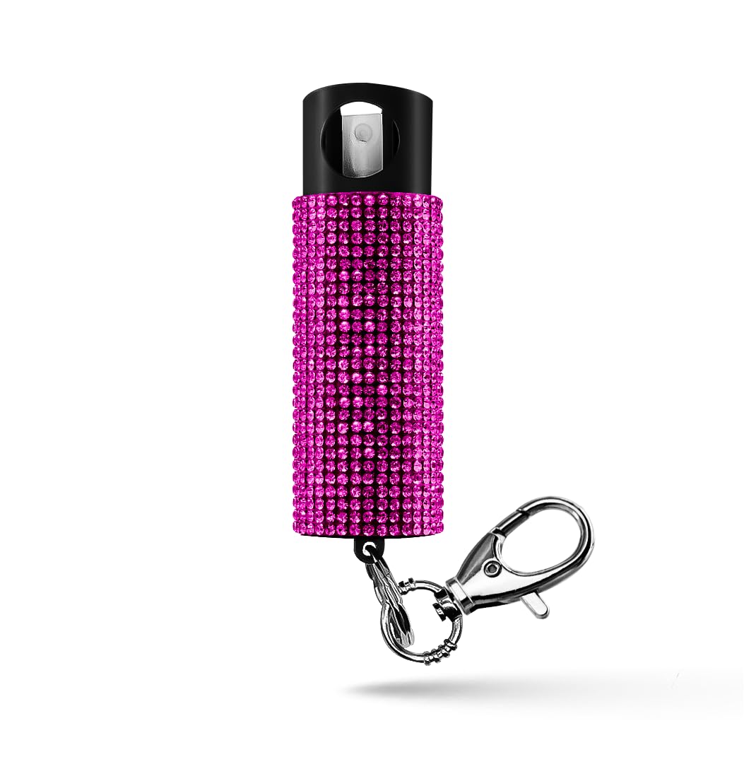 Guard Dog Security Bling it On Pepper Spray Keychain with Safety Twist Top Mini and Easy Carry Lightweight and Fashionable Maximum Police Strength OC Spray 16 Feet Range 0.5 fl oz