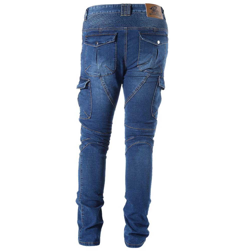 Pantaloni da moto, per uomo, Jeans in denim per motociclismo con armatura e 4 ginocchiere