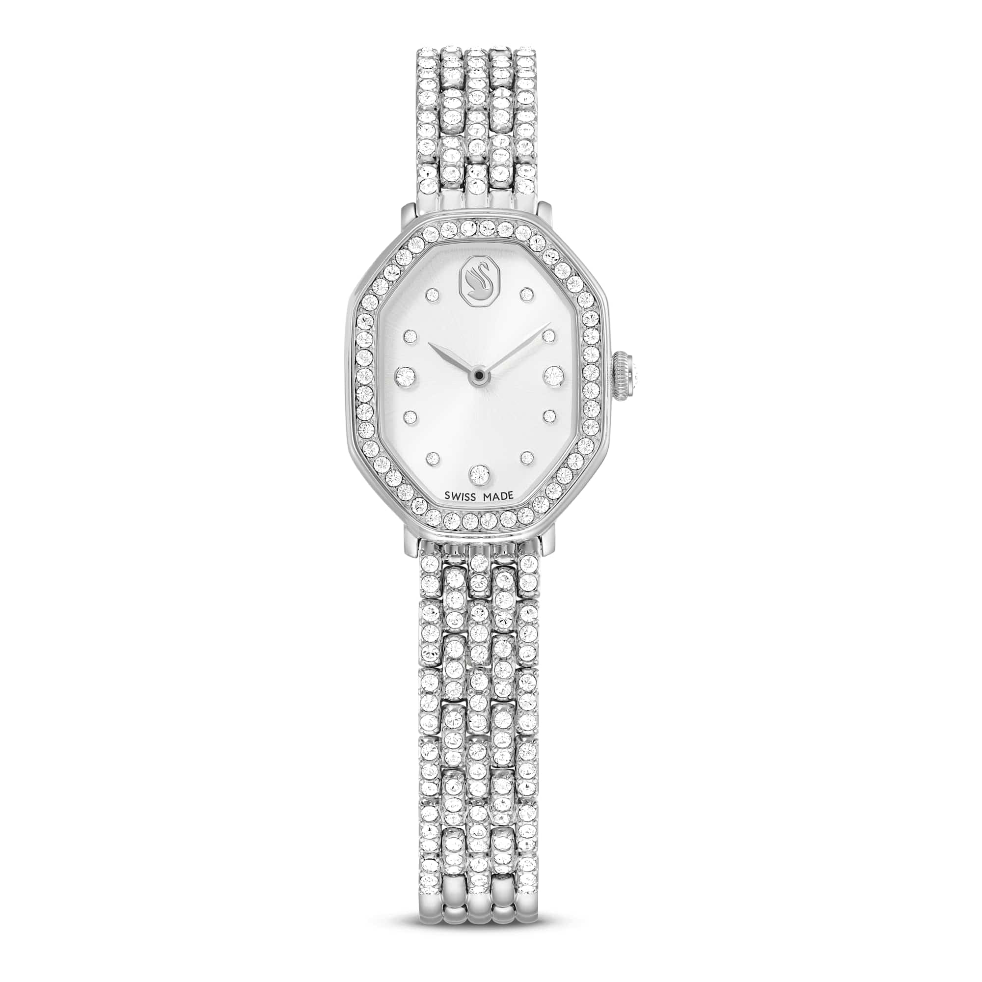 Swarovski Dextera Octagon Watch, Swiss Made, Metal Bracelet, Silver Tone, Stainless Steel
