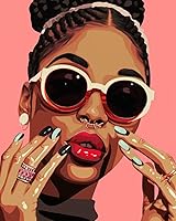 Vista 38 de Pintura por números de chica de moda negra para adultos principiantes mujer africana americana DIY pintura por números pintura acrílica en lienzo