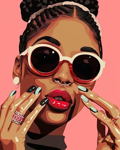 Kit de pintura por números DIY para adultos, principiantes y niños de Tucocoo belleza, moda, dama en óleo sobre lienzo con pinceles y pigmento